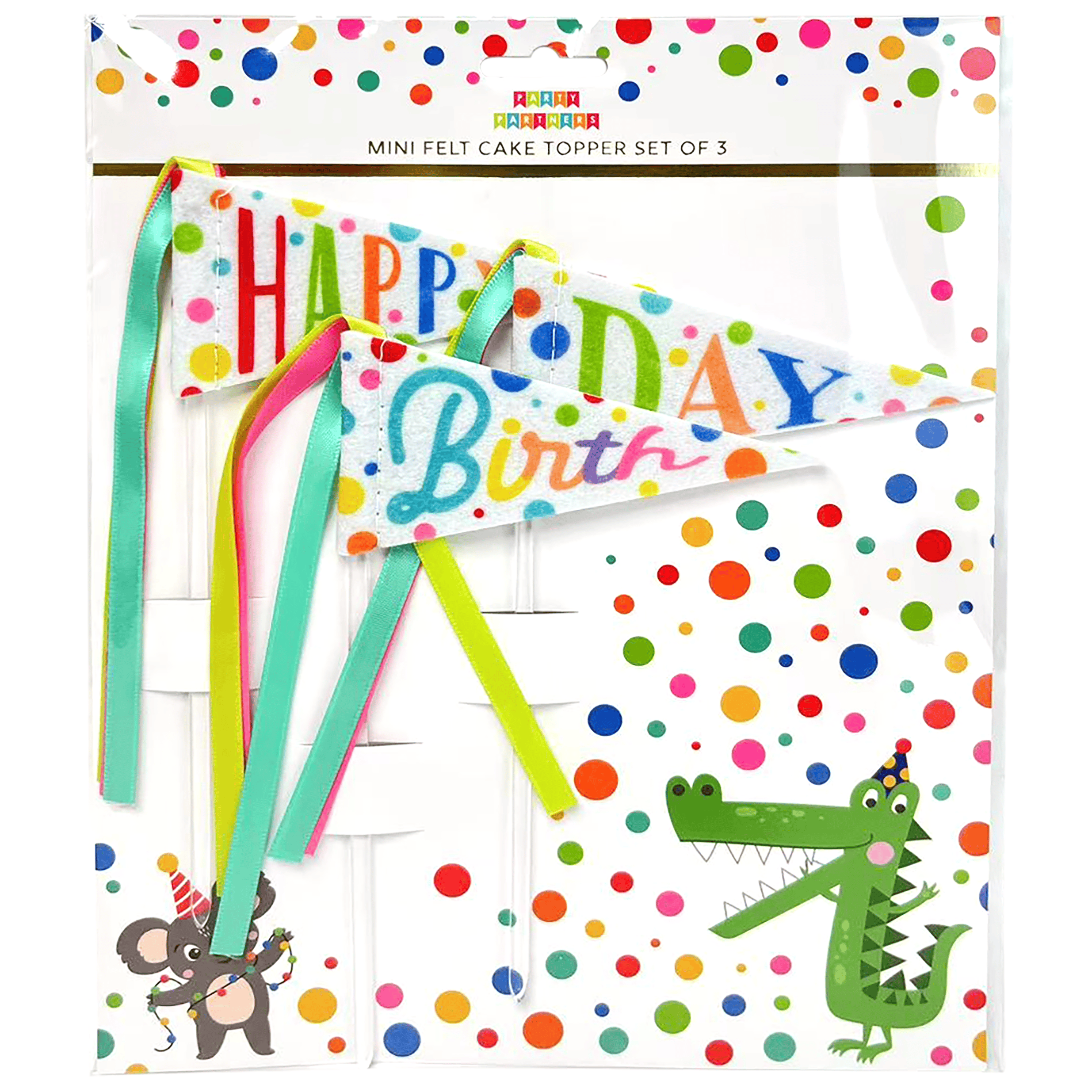 Pastel felt cake topper by Pictura, decorative cake accessory with soft pastel colors and felt material for celebration cakes.
